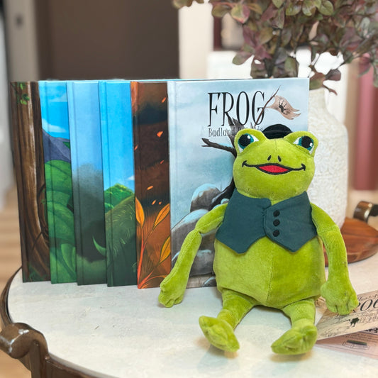 COLLECTION: First Six “Frog” Books & Organic Cotton Frog Plushie